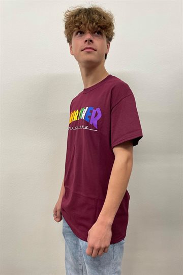 Thrasher T-Shirt - Rainbow Mag - Maroon